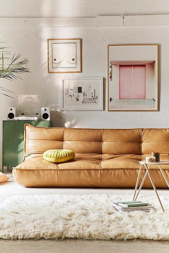 Libra astrology home decor guide | Leather sofa with Pampa cushion | Girlfriend is Better