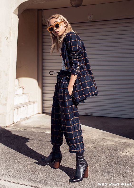 Margaret Zhang in head-to-toe plaid pant suit | Girlfriend is Better