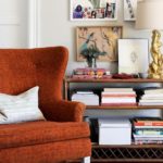 Orange mid-century modern wingback chair | Girlfriend is Better