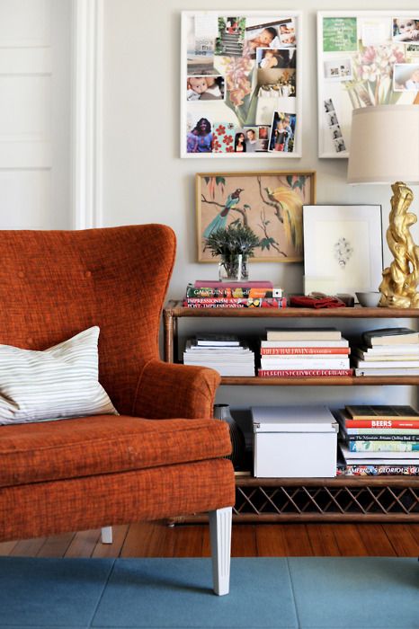 Orange mid-century modern wingback chair | Girlfriend is Better