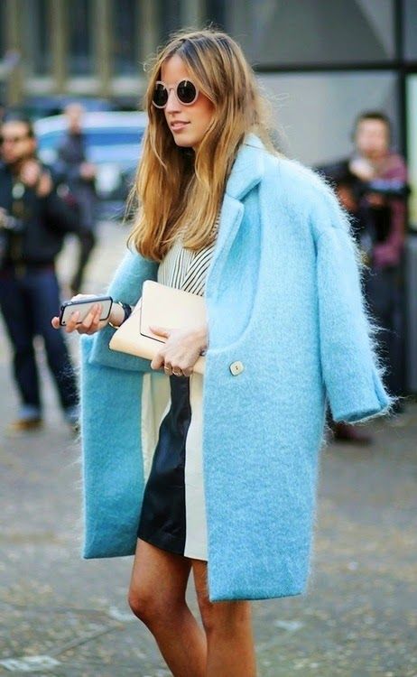 Long fur coats for Fall Winter in robin's egg blue | Girlfriend is Better