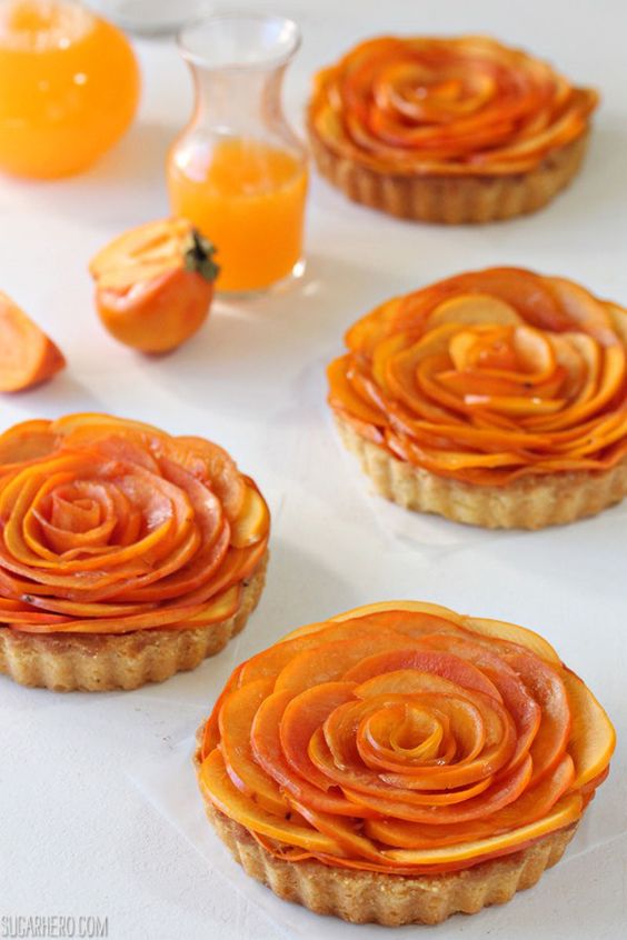 Persimmon Almond Rosette Tarts | Persimmons recipes and health benefits | Girlfriend is Better