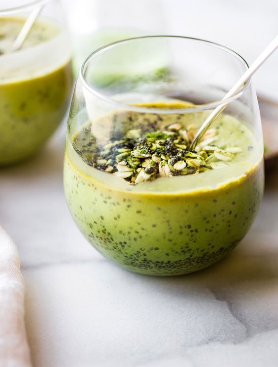 Winter smoothies | Chia matcha overnight breakfast smoothie recipe | Girlfriend is Better