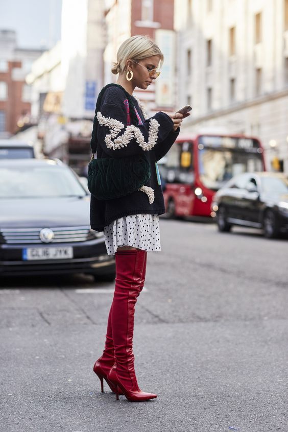 Spring skirts and dresses with over the knee boots and oversize sweaters | Girlfriend is Better