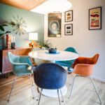 Aquarius astrology home decor guide | Mid-century modern rainbow dining chairs | Girlfriend is Better