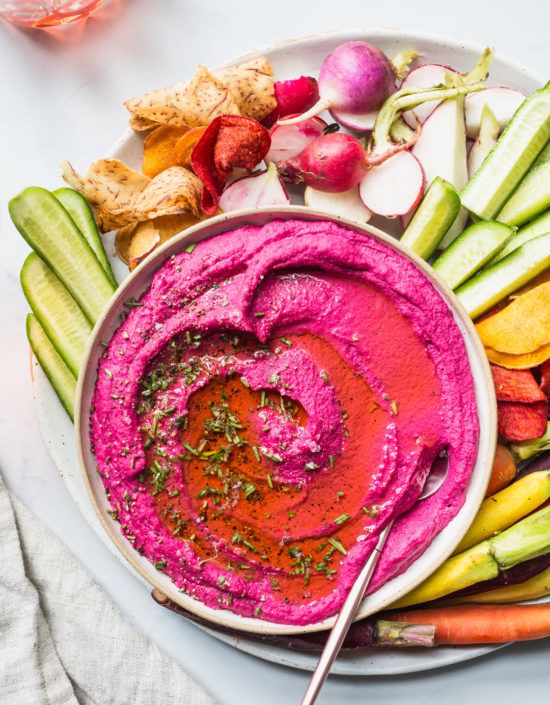 Roasted Beet Hummus with Hazelnut Oil & Rosemary healthy recipe | Girlfriend is Better