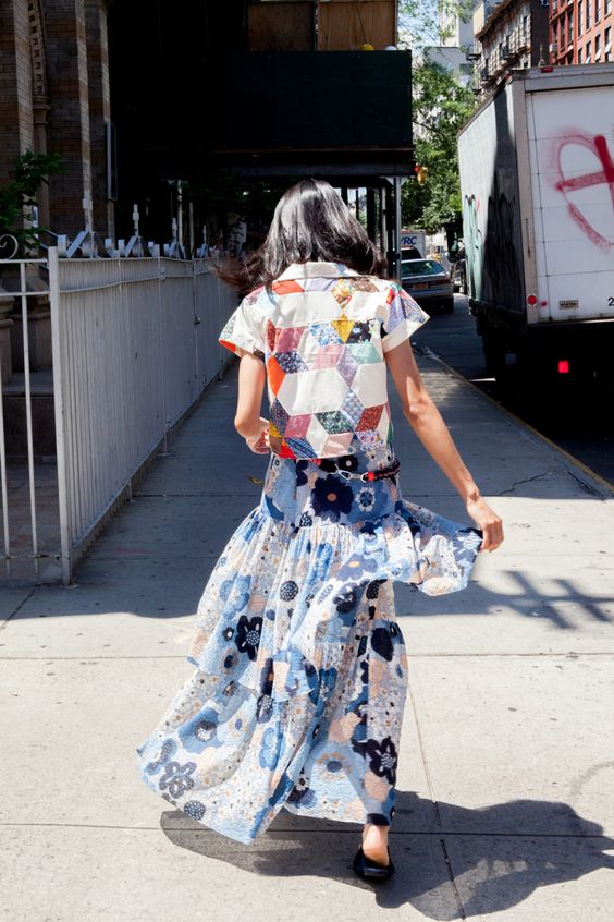 Print mixing floral skirt, patchwork blouse | Bohemian eclectic | Girlfriend is Better