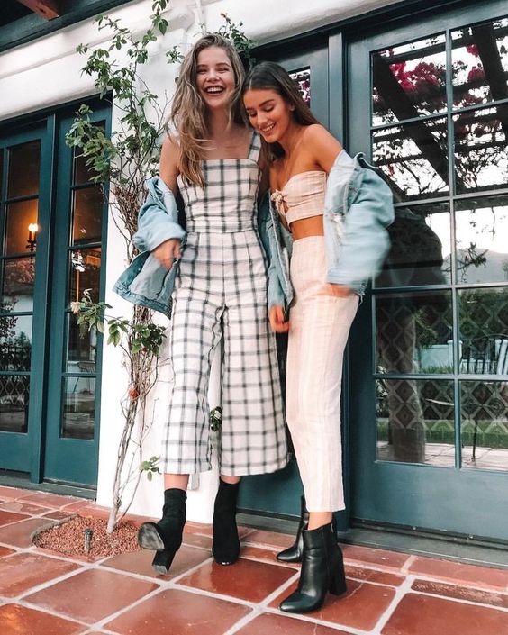 Crop Tops and wide-leg plaid jumpsuit summer sets | Girlfriend is Better