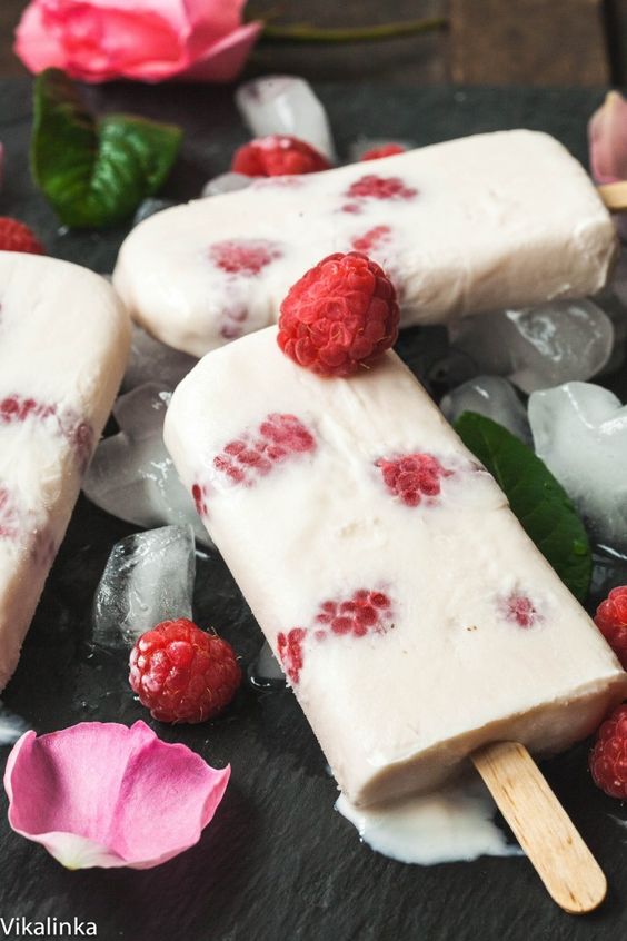 Rose Water Raspberry Yogurt Pops | Rose recipes healthy | Girlfriend is Better