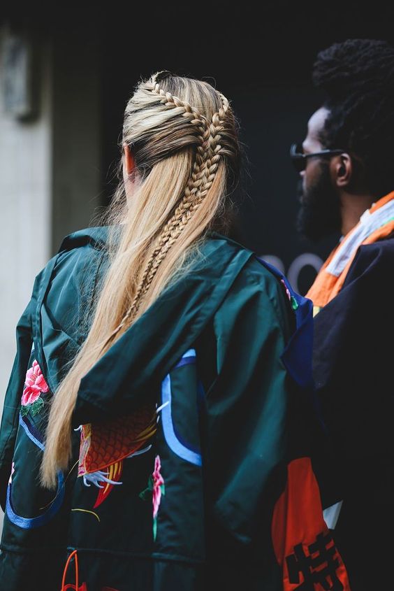 90s fishtail braids hair style | London Fashion Week | Girlfriend is Better