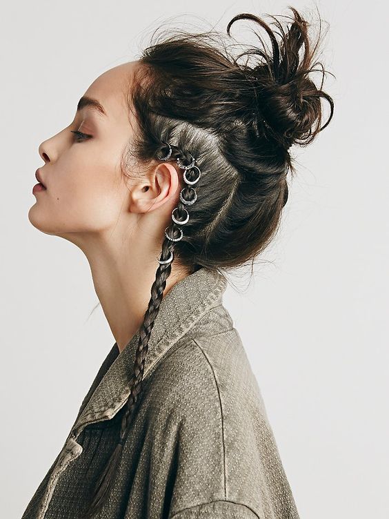 Etched hair ring set for mohawk braids and messy bun | Girlfriend is Better