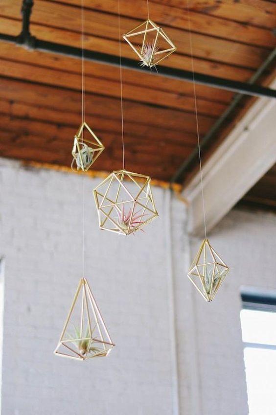 Gemini astrology home decor guide | Gold geometric air plant hangers | Girlfriend is Better