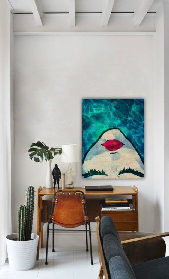 Home office oversized art mid-century modern desk | Girlfriend is Better