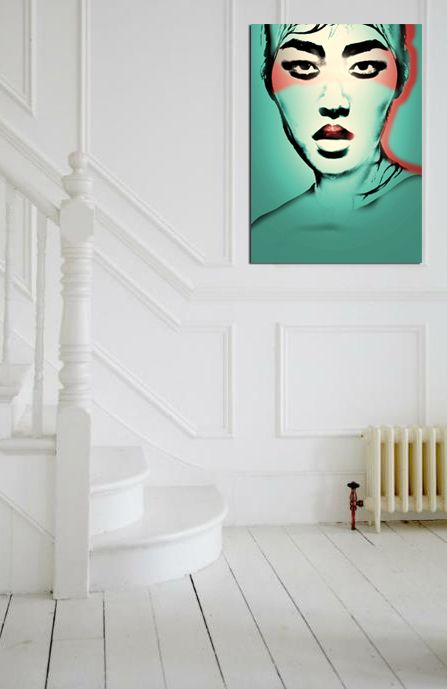 Water element Feng Shui | Teal abstract art portrait by Chantal Leger | Girlfriend is Better