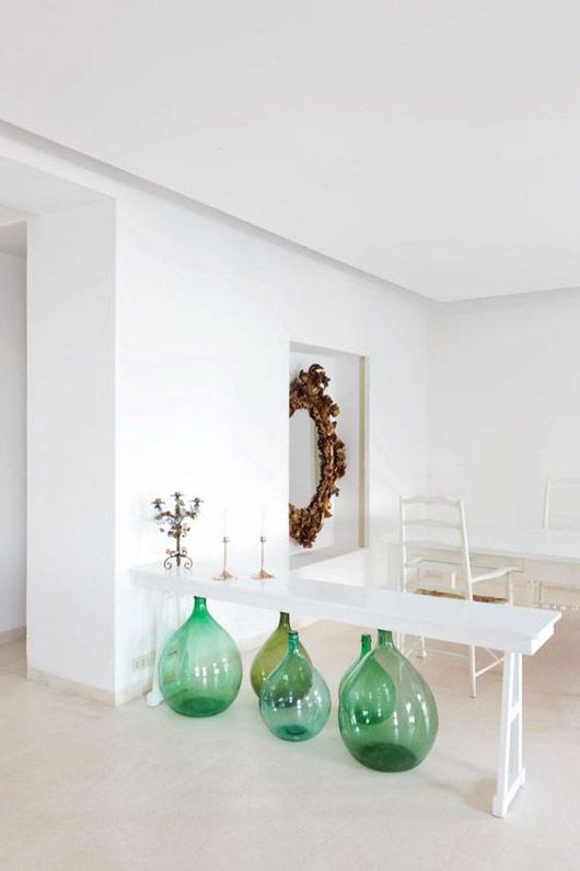 Water element Feng Shui | Casa Solaro Italian decor green wine jugs ornate mirror | Girlfriend is Better