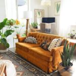 Bohemian orange sofas velvet tufted | Girlfriend is Better