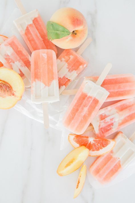 Grapefruit + Peach Cream Popsicles | Healthy snack recipes | Girlfriend is Better