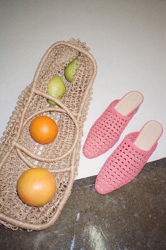 Pink woven mule sandals slides | Straw bag | Girlfriend is Better