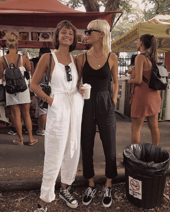 All White and all black tank top summer jumpsuits | Girlfriend is Better