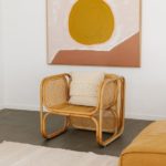 Leo astrology home decor guide | Graphic art gold sun bamboo chair Pampa cushion | Girlfriend is Better