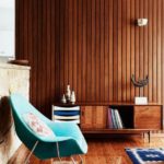 Wood element paneling living room mid-century modern Feng Shui | Girlfriend is Better