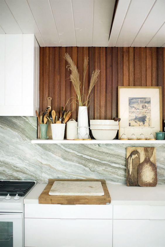 wood element Feng Shui | kitchen back splash Hygge open shelving | Girlfriend is Better