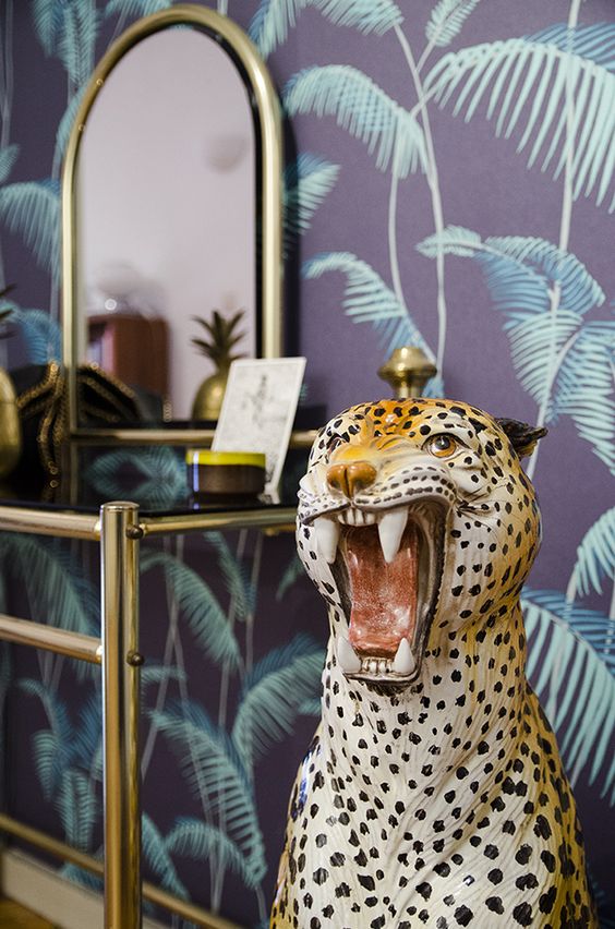 jungle decor eclectic Bohemian | cheetah gold dressing table wallpaper | Girlfriend is Better