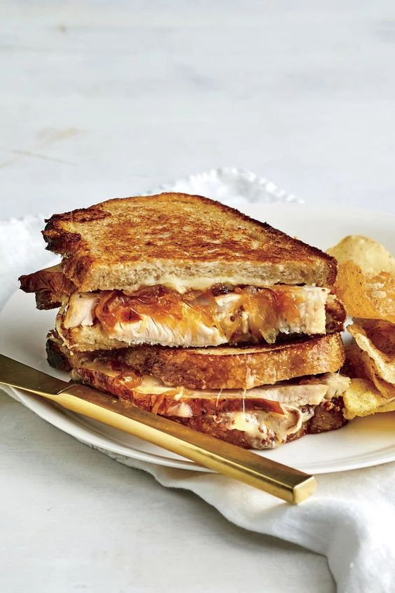 Thanksgiving leftovers recipe | Turkey Grilled Cheese Recipe with Gruyere and Caramelized Onion | Girlfriend is Better