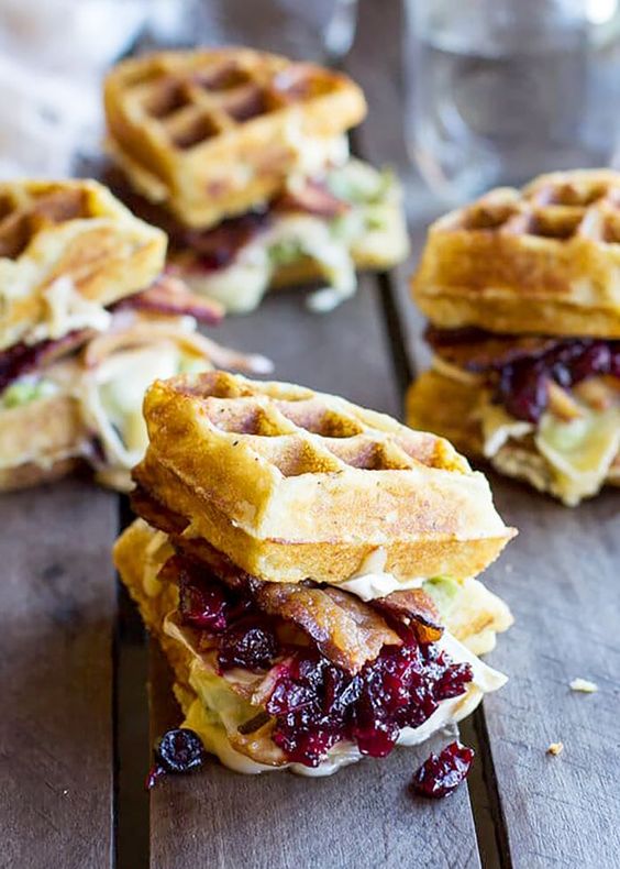 Thanksgiving leftovers recipe | Turkey, Smashed Avocado, Cranberry, Brie and Mashed Potato Waffle Melts | Girlfriend is Better