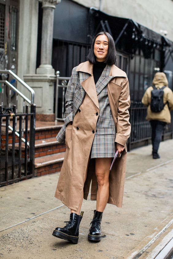 trench coats deconstructed double-breasted blazer plaid | Girlfriend is Better