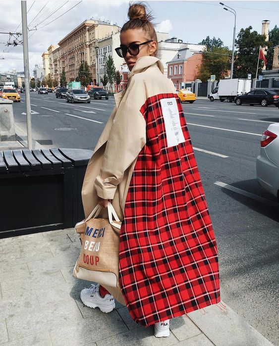 trench coats red plaid back panel | Girlfriend is Better