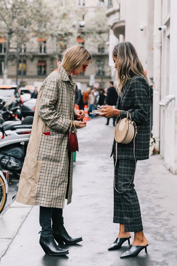 trench coats | plaid front panel khaki full-length | Girlfriend is Better