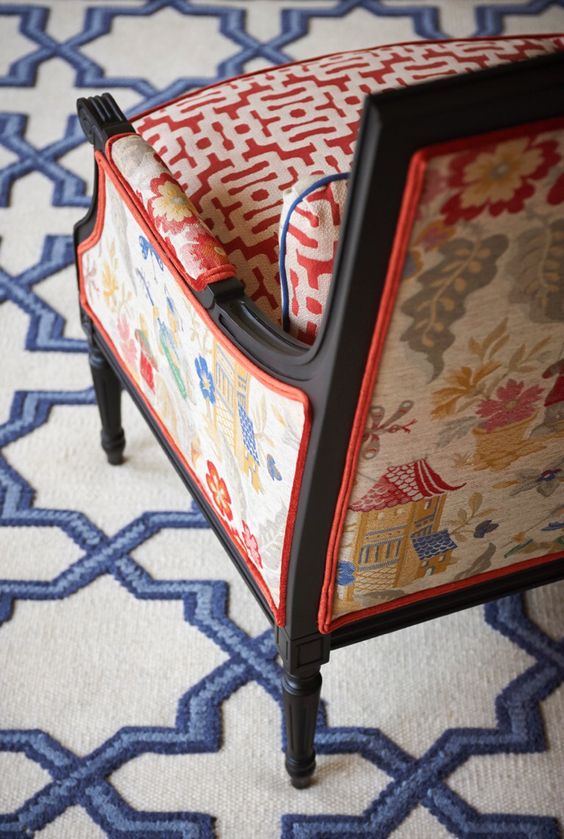 chinoiserie chic | Asian scenic geometric fabric chair area rug | Girlfriend is Better