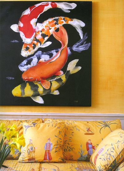 chinoiserie Dorothy Draper fabric koi panting | Girlfriend is Better