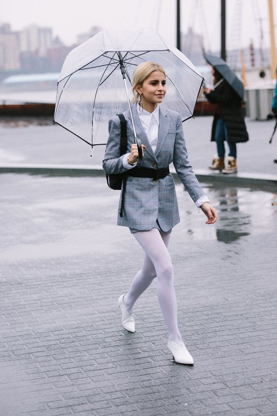 white colored tights shorts suit monochromatic | Girlfriend is Better