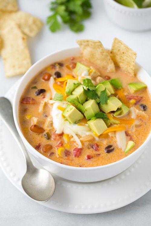 winter soup recipes | Creamy Chicken Tortilla avocado beans | Girlfriend is Better