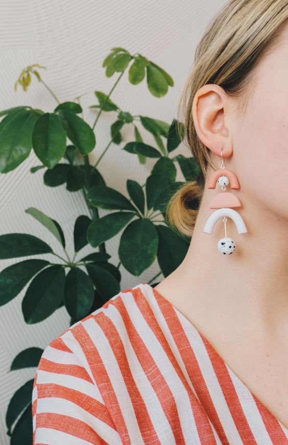 ceramic earrings | organic natural jewelry 80s minimal fashion | Girlfriend is Better