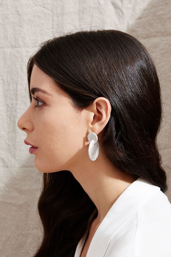 ceramic earrings | intersecting discs minimal fashion natural accessories | Girlfriend is Better