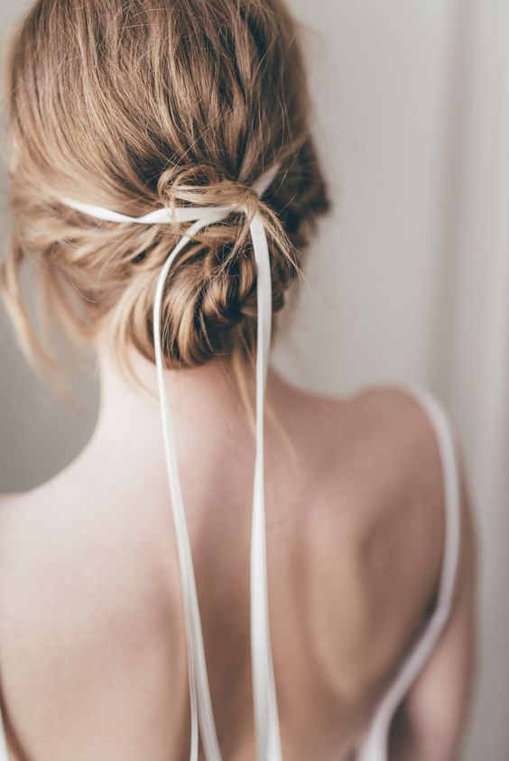 hair ribbons | thin silk ribbon wedding updo bun | Girlfriend is Better