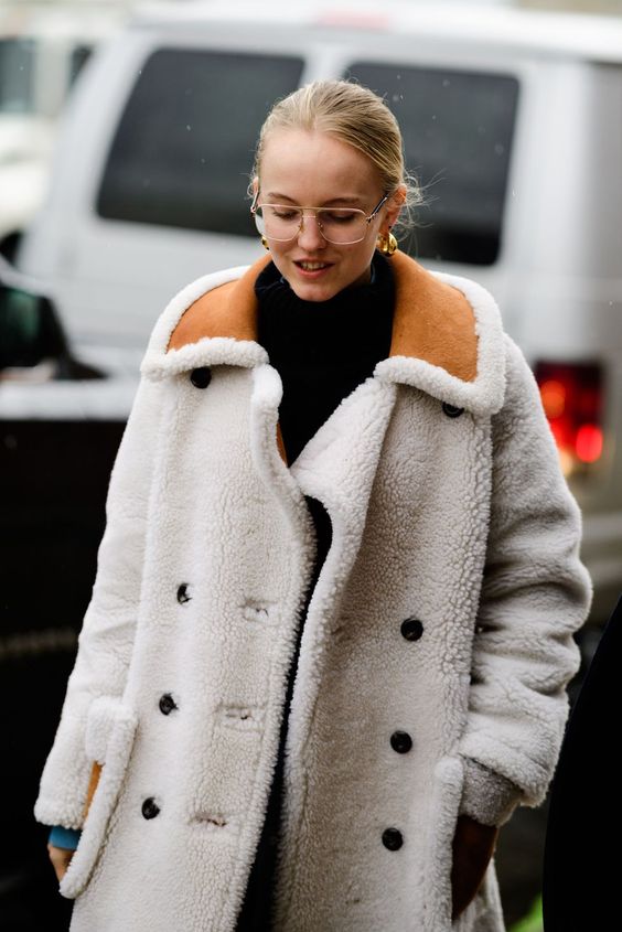 posh fur coats | white teddy bear mid-length turtleneck | Girlfriend is Better