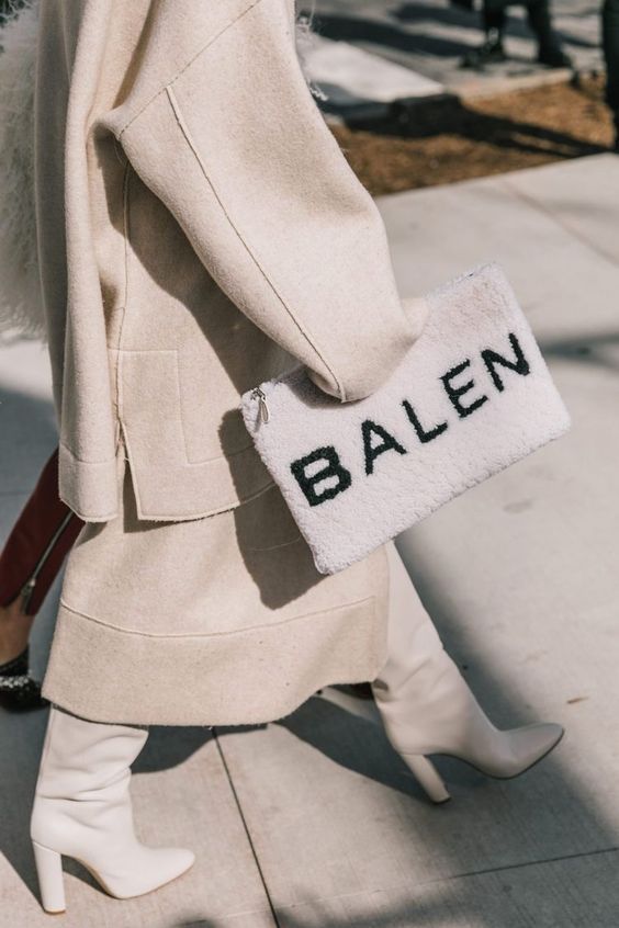 winter white outfits | Balen clutch boots neutrals full-length coat wool | Girlfriend is Better