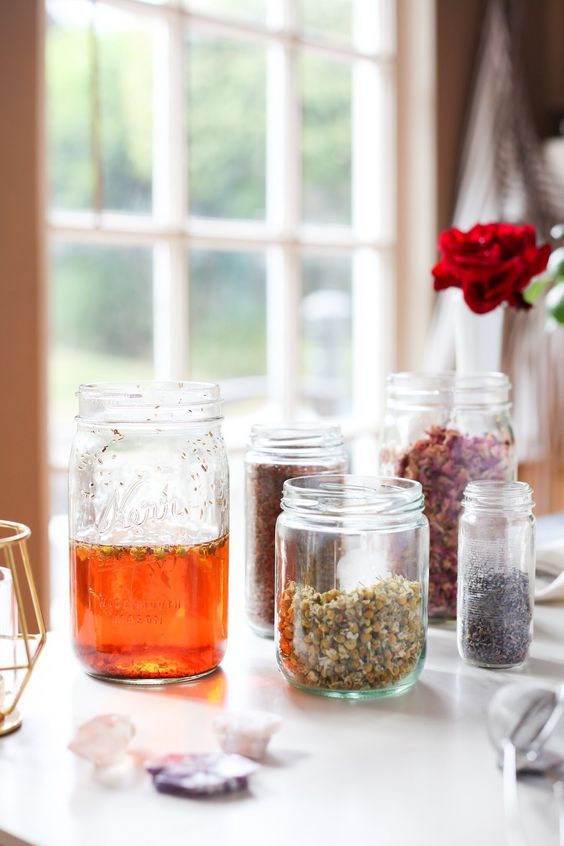 Home tea Blends | Mason jars chamomile herbal rose lavender | Girlfriend is Better 