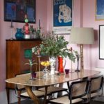 Pink Walls | Pink dining room caned chairs french country | Girlfriend is Better