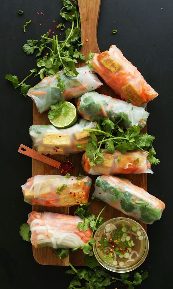 Spring Rolls | Banh mi rice paper lunch recipes healthy gluten-free vegetarian | Girlfriend is Better