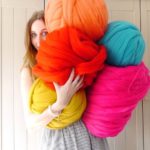 diy knit blanket | chunky merino wool yarn bright pastels | Girlfriend is Better