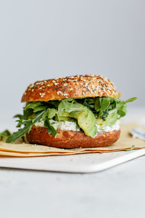 everything bagel sandwich | arugula avocado cream cheese | Girlfriend is Better