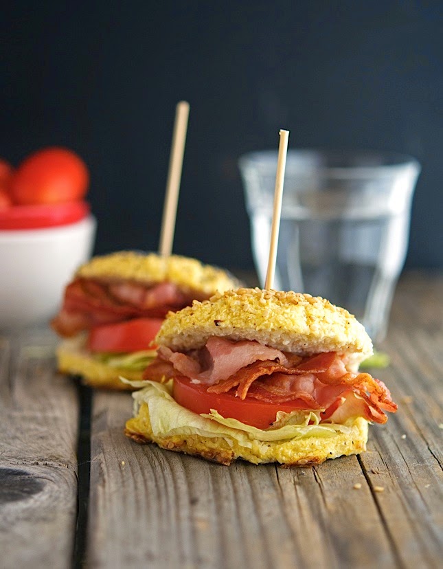 cauliflower bagel sandwich | blt bacon lettuce tomato almond flour | Girlfriend is Better