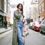 tomboy fashion | army green trench coat barrel jeans | Girlfriend is Better