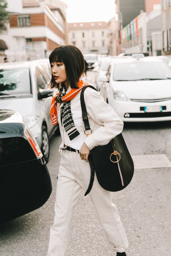 barrel jeans | all-white monochromatic minimal neutrals braided belt work wear | Girlfriend is Better