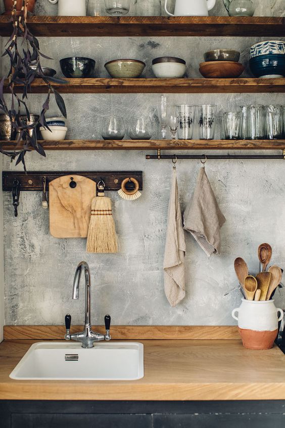 kitchen shelving | open shelves Scandinavian Hygge peg board wood element | Girlfriend is Better